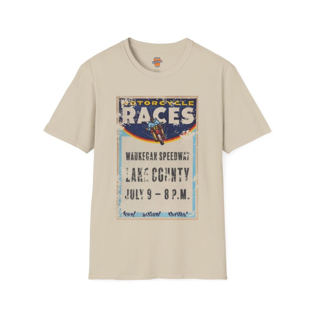 Motorcycle Races Vintage T-Shirt — Waukegan Racing Speedway Illinois
