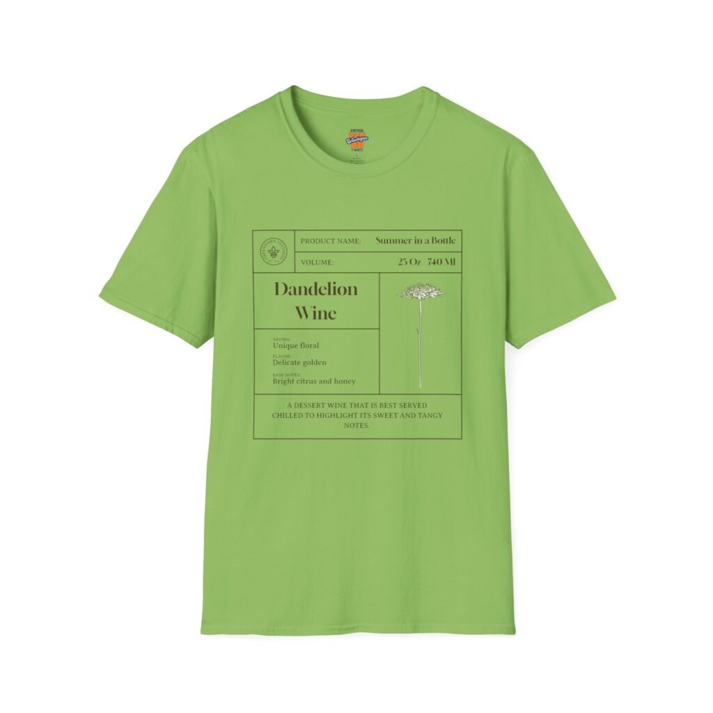 Dandelion Wine T-Shirt  Waukegan IL Summer in a Bottle Tee