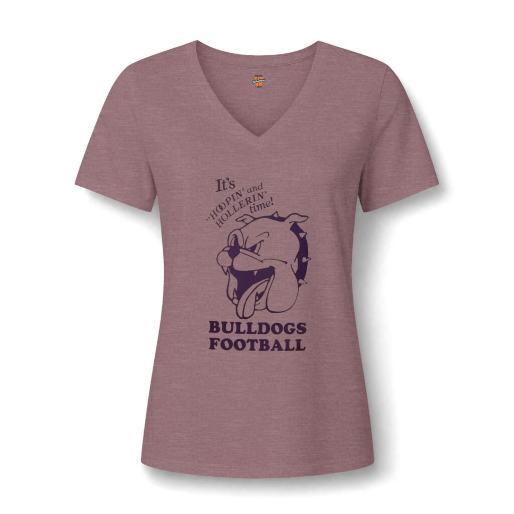 Waukegan Bulldog Football V-Neck Tee — Women's Bulldogs Game Day Shirt