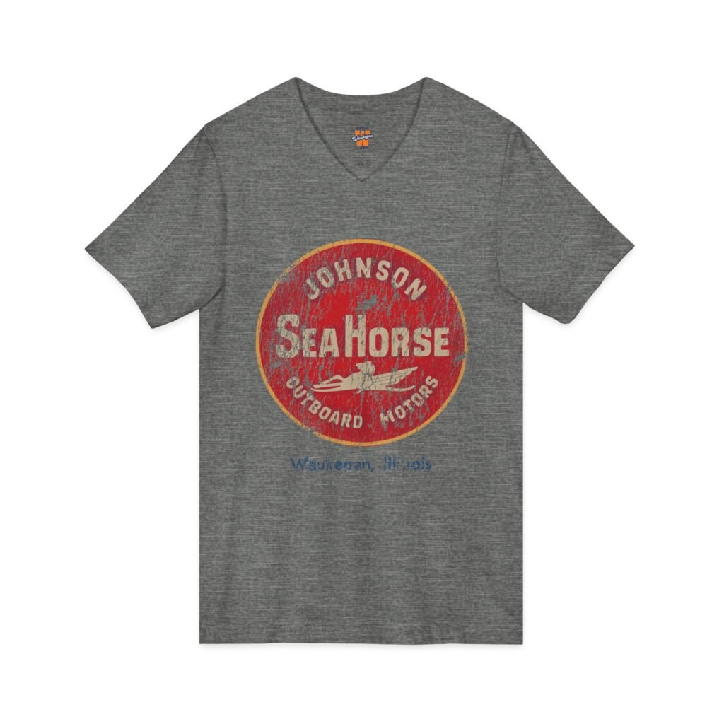 Sea Horse Outboard Motors Vintage Logo V-Neck Tee