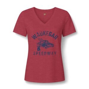 Women's Vintage Waukegan Speedway V-Neck Tee — Auto Raceway