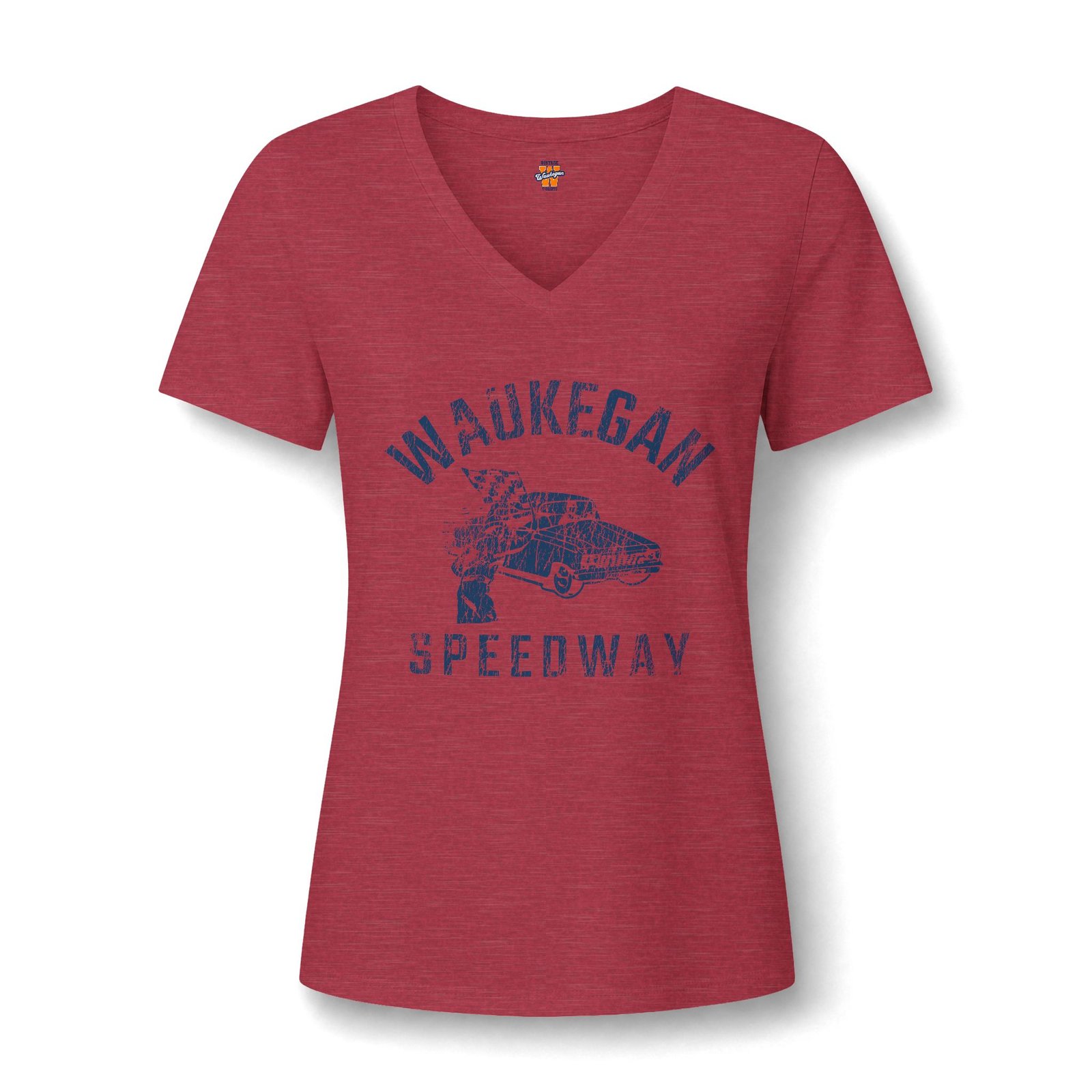 Women's Vintage Waukegan Speedway V-Neck Tee — Auto Raceway