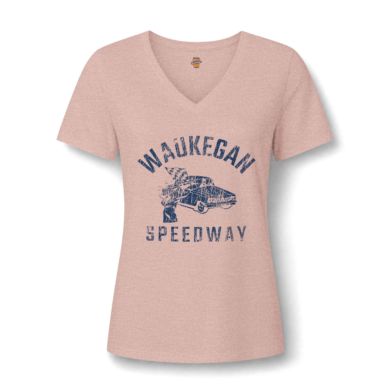 Women's Vintage Waukegan Speedway V-Neck Tee — Auto Raceway - Image 4