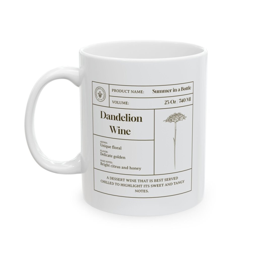 Dandelion Wine Bottle Label Mug Coffee Cup