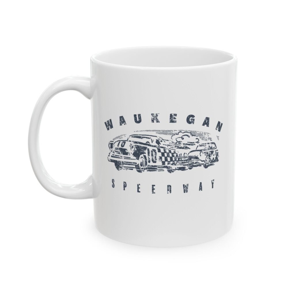 Vintage Auto Racing Mug – Waukegan Speedway Race Track Cup