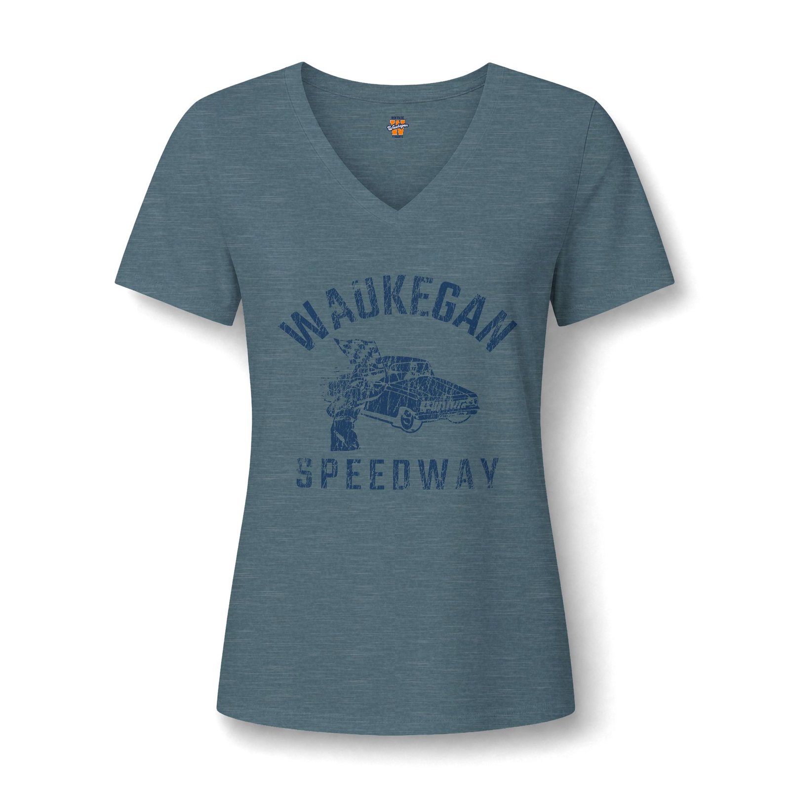 Women's Vintage Waukegan Speedway V-Neck Tee — Auto Raceway - Image 5