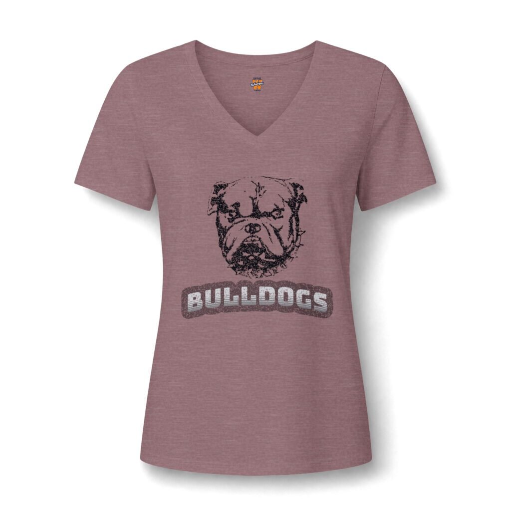 Bulldogs V-Neck Tee — Vintage Bulldog Graphic Women's Shirt